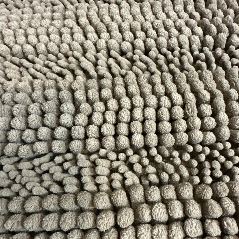 2 Piece Taupe Brown Shag Chenille Bath Mat Set Runner 47x17 & Small Rug 24x17